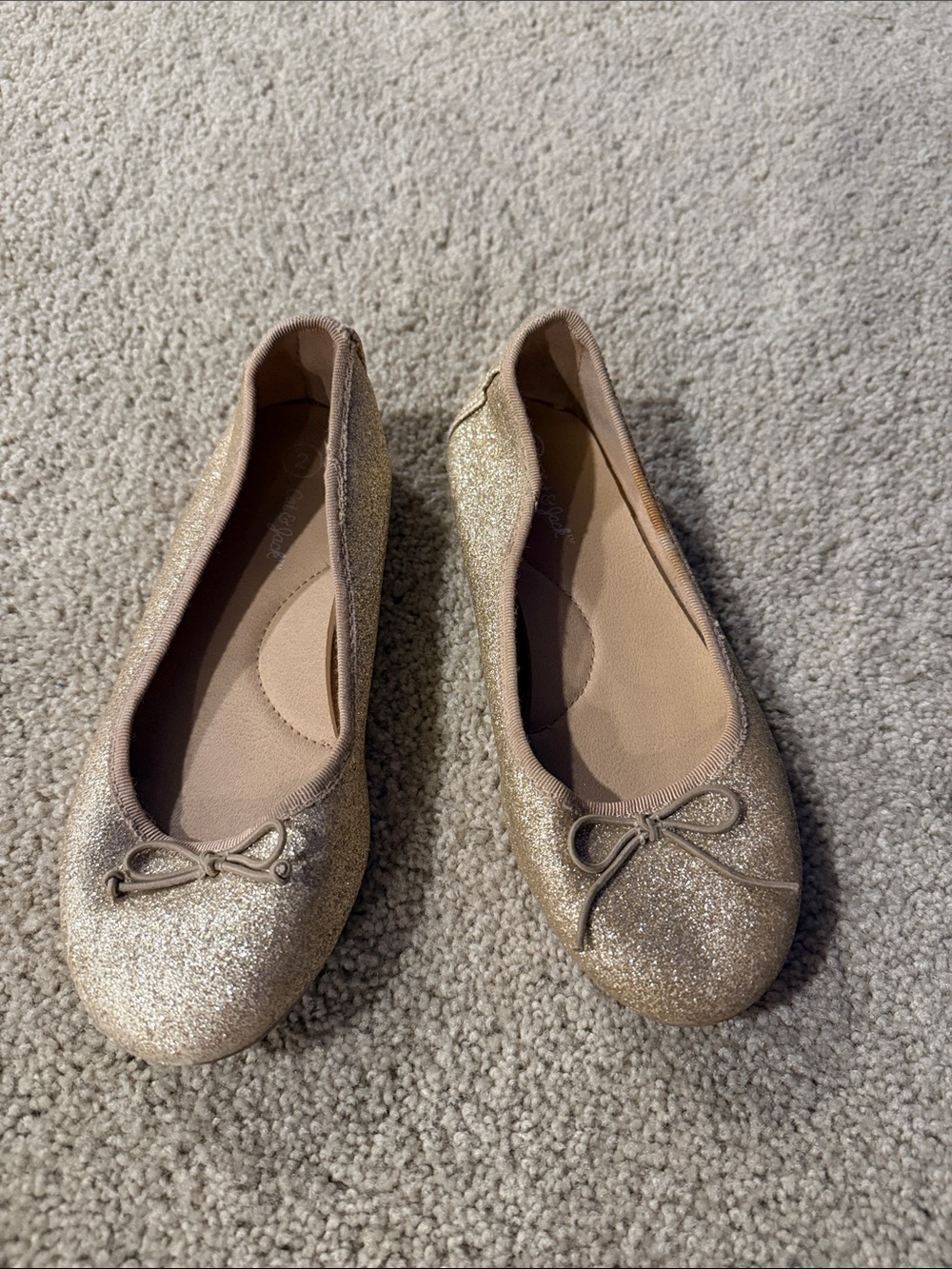 Cat & Jack Gold Glitter Ballet Flats with Bow